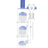 Blue-accent 13″ straight tube bong highlighting triple tree percs and GoG joint with matching handled bowl.