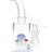 7″ glass straight tube bong with blue accents showing mushroom perc, glass bowl, and color-trimmed foot.