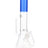 Blue-accent 16″ recycler beaker bong showing clear beaker base, GoG downstem joint, and flared mouthpiece.