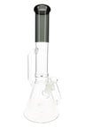 Charcoal-accent recycler beaker bong, 16″, with scientific beaker base, angled GoG joint, and sturdy color-trimmed mouthpiece.