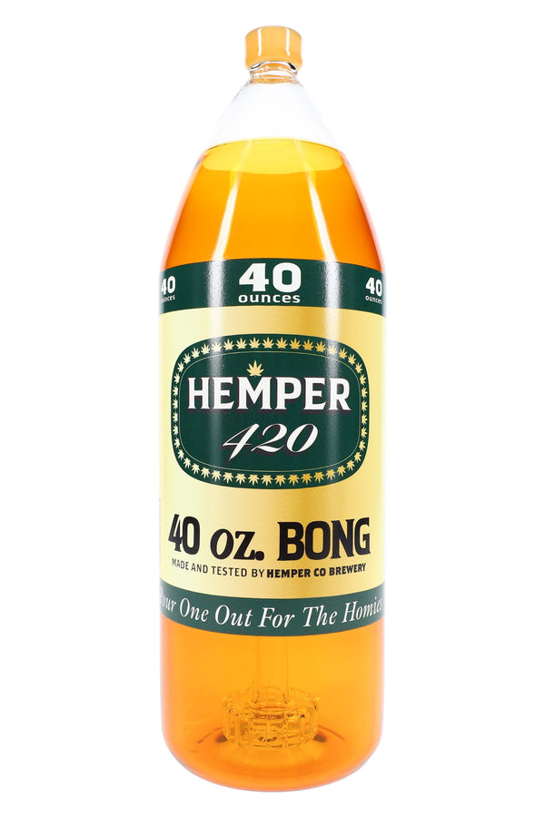 Hemper Forty Ounce XL 9.5-inch glass bong shaped like a bottle