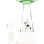 Green-top Hemper UFO Vortex novelty glass bong with dual chambers, cow decal and fixed 14.5 mm joint with rounded herb bowl.