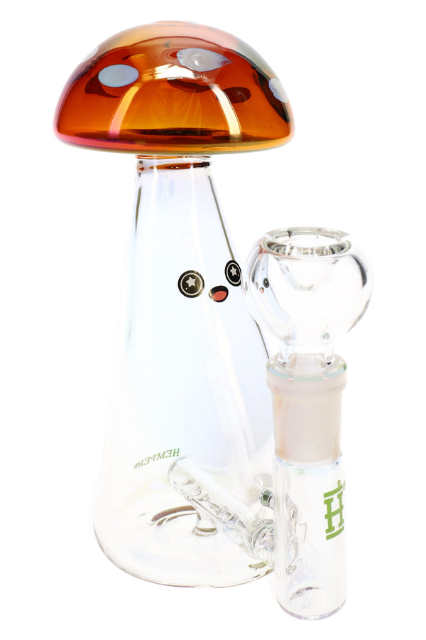 Hemper Trippy Shroom 6-inch iridescent glass bong with inline perc