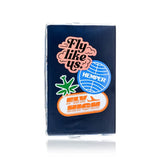 Back of the HEMPER Mile High Passport Hand Pipe featuring colorful sticker-style travel graphics
