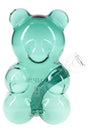 Teal 6½-inch Hemper Gummy Bear glass bong with ear mouthpiece and clear 14.5 mm bowl, straight-on studio shot on white background.