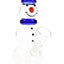 Hemper 8-inch snowman glass bong with blue hat, carrot nose and clear angled bowl on a white background.