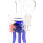 Clear Hemper Jellyfish Jar glass bong with blue jellyfish tree perc, angled mouthpiece and 14.5 mm bowl on a white background.
