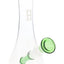 Clear Hemper 7-inch vase glass bong with green angled downstem and wide flared base, subtle H logo on neck, on white background.