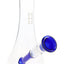 Clear Hemper 7-inch vase glass bong featuring cobalt blue angled downstem and bowl, minimalist tapered body on white backdrop.