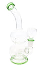 Hemper 6-inch Tornado Vortex glass bong, green-accent globe rig with showerhead perc on white background.