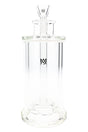 Front view of MJ Arsenal Piston glass gravity bong, clear borosilicate body with disc perc and thick base.