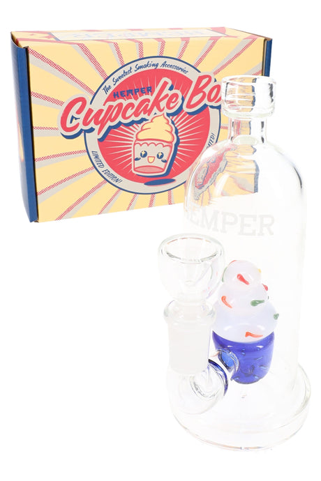Hemper “Sugar High” box with clear 6″ cupcake perc glass bong and 14.5 mm bowl, compact dessert-themed set