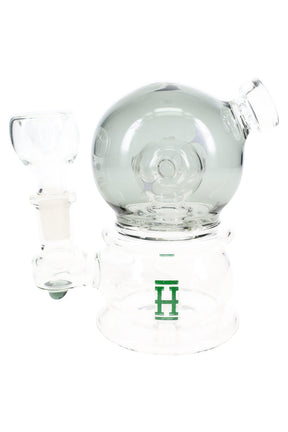 Clear 5″ Hemper crystal ball perc glass bong with flared base and stemless 14.5 mm female joint, bowl included