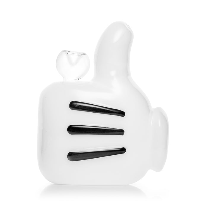 Side angle of High Jinx cartoon glass bong showing showerhead percolator and stable base, compact 5.5″ daily driver