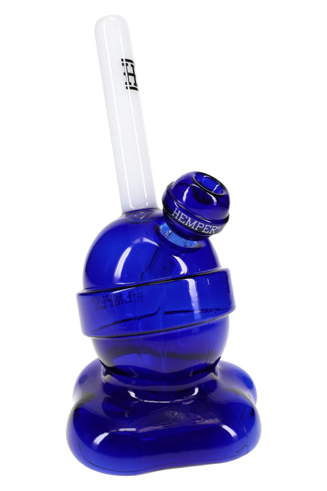 Front view of 9″ Hemper lollipop XL bong with showerhead perc and stemless 14.5 mm joint, matching bowl included