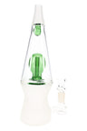 Green-accent Hemper That 70’s XL glass bong front view with frosted base and 14.5 mm bowl, 10.5″ tall