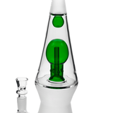 Close-up of green inner chamber and frosted base on Hemper That 70’s XL bong, double-perc detail view