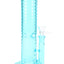 Blue 10″ wave-texture straight shooter bong with showerhead perc and ice pinch, upright front view