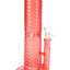 Red 10″ wave-texture straight shooter bong with stemless 14.5 mm joint and matching bowl, hero shot