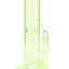 Neon green 10″ wave-texture straight shooter bong with showerhead perc and ice pinch, full-length view
