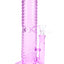Purple 10″ wave-texture straight shooter bong with textured glass body and matching bowl, front display photo