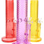 Assorted wave-texture straight shooter bongs with matching bowls, multi-color lineup on white background