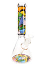Single 13½″ GoG Picasso mosaic beaker bong with cubism woman artwork, ice pinch, and 18.8 mm female joint