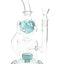 Teal-accent GoG Fabergé recycler bong with drum perc and 14.5 mm bowl, full front hero view