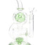 Green-accent stemless Fabergé recycler bong with 14.5 mm joint and matching bowl, side profile view