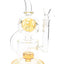 Amber-accent GoG Fabergé recycler bong with drum perc and egg chamber, upright product photo on white