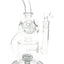 Smoke gray-accent 11½″ stemless Fabergé recycler bong with bowl slide, modern neutral accent display