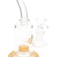 Amber-accent 7½″ stemless bent-neck glass bong with showerhead perc chamber and matching bowl