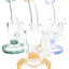 Assorted 7½″ stemless straight shooter bongs in blue, green, and amber accents with matching bowls