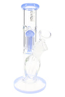 EVRST 8½″ straight shooter bong with blue accents, tree perc diffuser and angled glass-on-glass joint with bowl