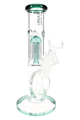 EVRST 8½″ straight shooter bong with teal accents, tree perc chamber and wide round base with angled bowl joint