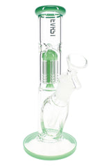 EVRST 8½″ straight shooter glass bong with green accents, tree perc chamber, angled glass-on-glass joint and bowl