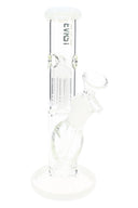 EVRST 8½″ clear straight shooter bong with white accents, tree perc diffuser and angled glass joint with bowl