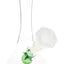 White-rim 7″ flower vase bong with white rose bowl and green stem-style downstem inside the chamber