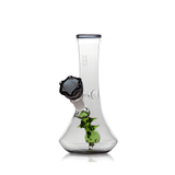 Front view dark-rim flower vase bong with smoky rose bowl, 7″ compact glass bong with vase silhouette