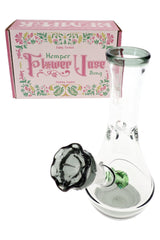 Hemper Flower Vase glass bong with floral retail box, 7″ vase-style bong and rose bowl for dry herb use