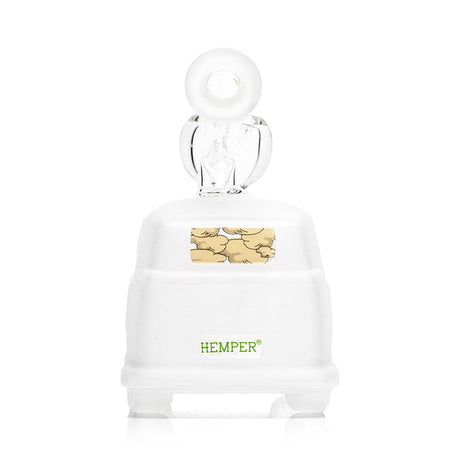 Rear view Hemper Groovy Van bong showing green Hemper logo on back and frosted van body with inline perc design