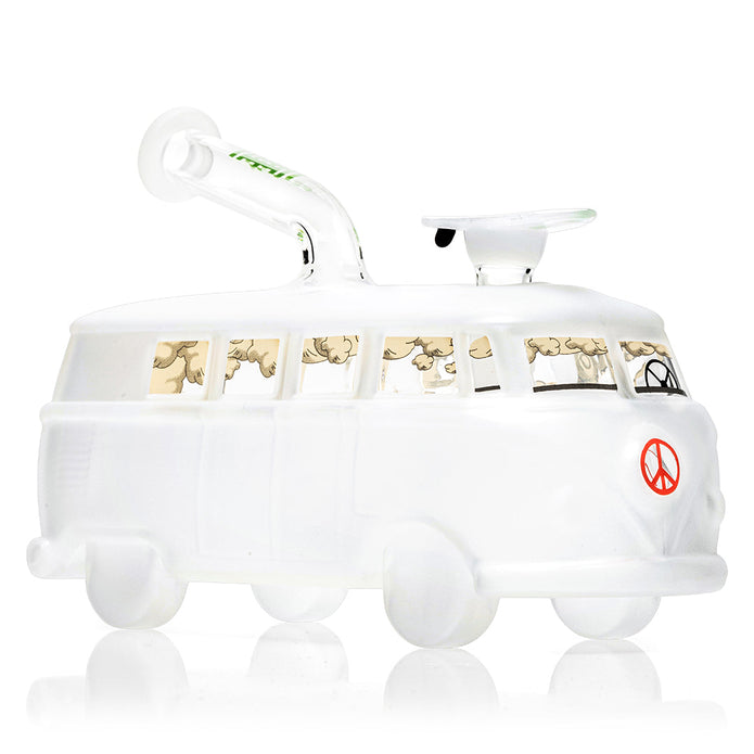 Rear-side angle of frosted van bong with clear windows and compact wide-body footprint for tabletop use