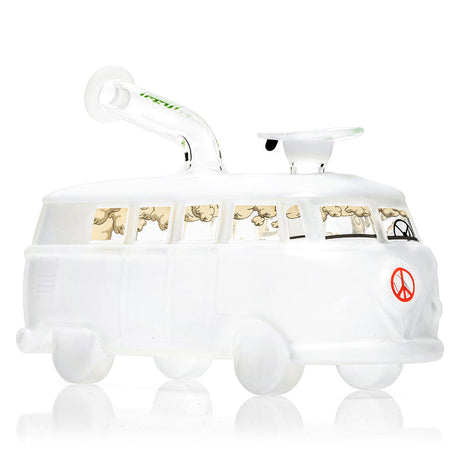 Rear-side angle of frosted van bong with clear windows and compact wide-body footprint for tabletop use