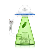Front view Lord Nermal UFO XL glass bong with clear dome top, blue RIPNDIP x Hemper band, and green cone chamber