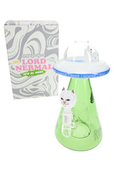 Boxed Lord Nermal UFO XL bong set with RIPNDIP x Hemper packaging, green cone body, and cat bowl attachment