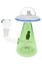 RIPNDIP x Hemper Lord Nermal UFO glass bong with green cone body, clear saucer top, and dry herb bowl