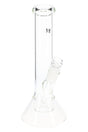 Clear 11″ MJ Arsenal Laguna glass bong with beaker base and flower bowl shown in angled front view