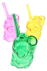 Assorted colorful glass Little Worker dab rigs in translucent finishes, 5-inch novelty concentrate pieces sold individually