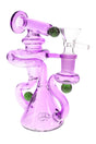 Purple 6-inch stemless glass recycler bong with 14.5 mm male bowl and compact glass-on-glass design