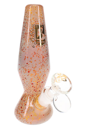 Peach 6″ color-changing glass bong with silver-fumed finish, clear male bowl, and compact beaker-style body